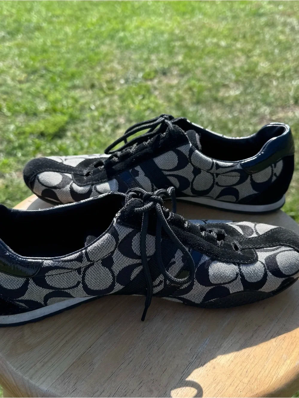 Ladies Coach Monogram Low-Top Sneakers - Black & White - Picture 5 of 8